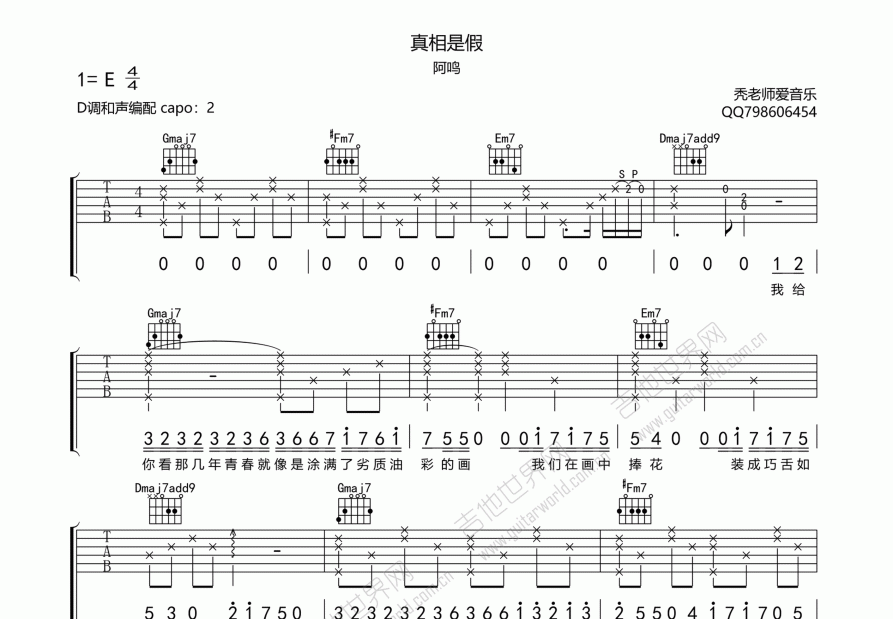 真相是假吉他谱预览图