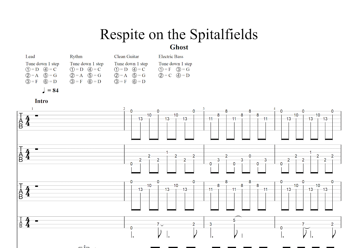 Respite On The Spitalfields吉他谱预览图