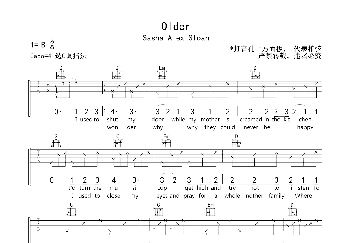 Older吉他谱预览图