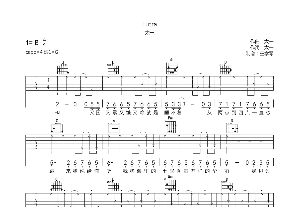 Lutra吉他谱预览图