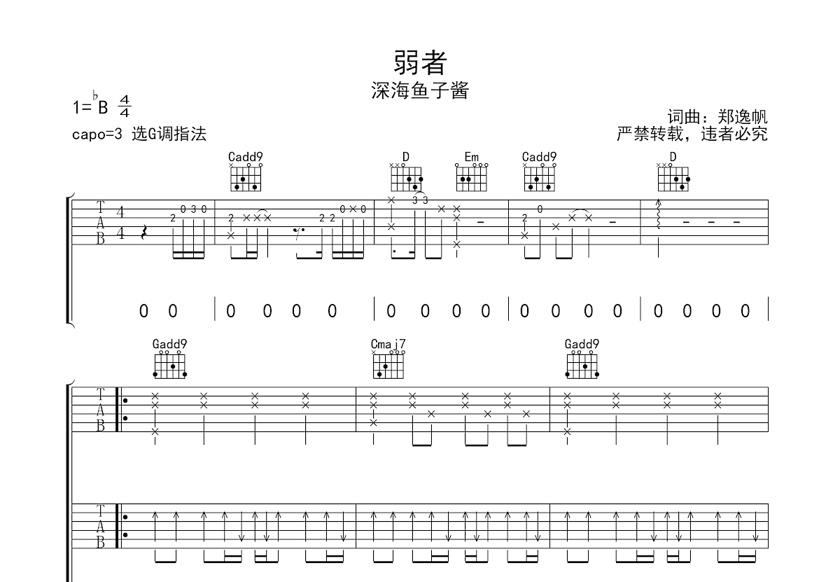 弱者吉他谱预览图