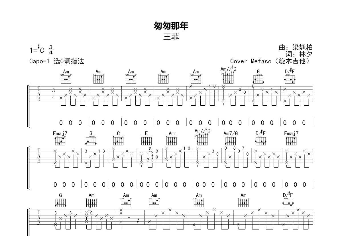 匆匆那年吉他谱预览图