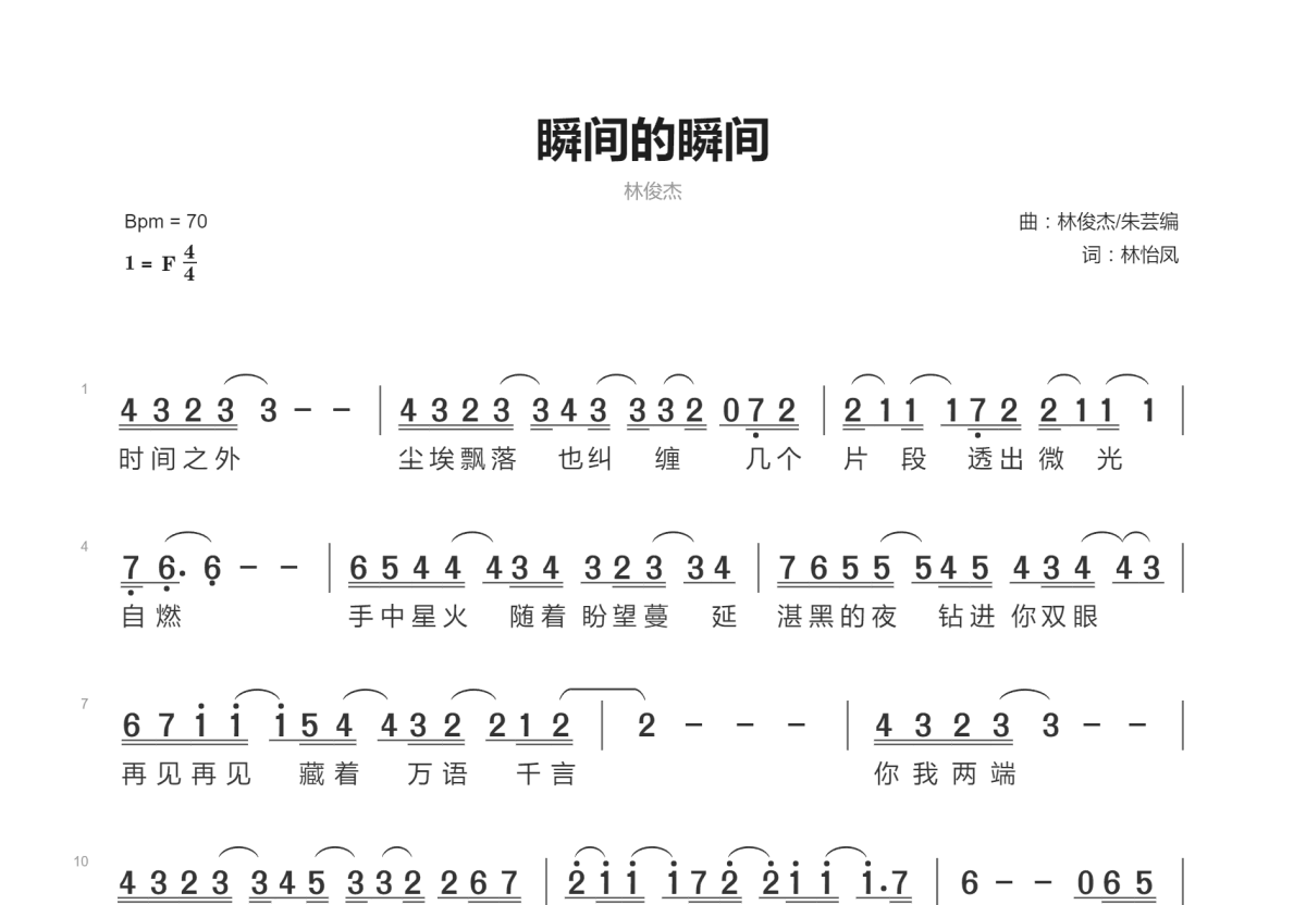 瞬间的瞬间简谱_林俊杰