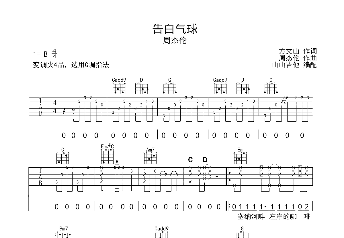 哥只是个传说吉他谱预览图