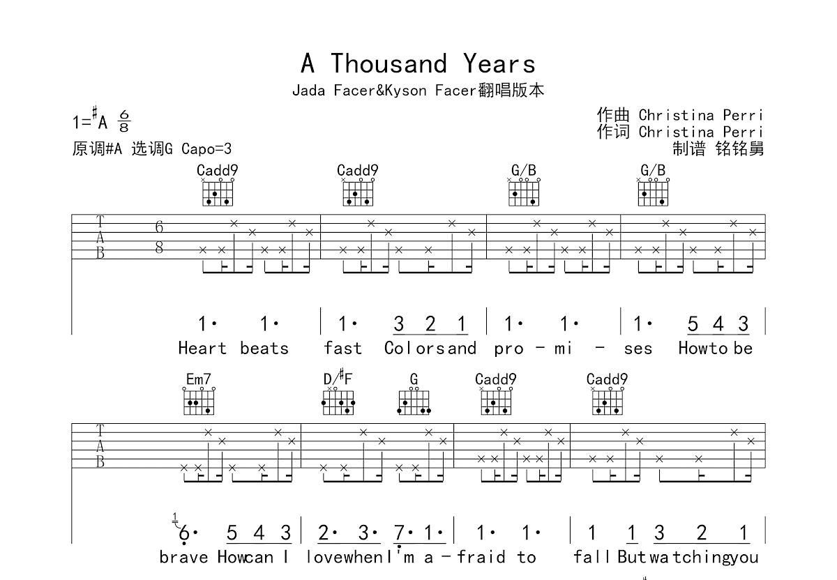 A Thousand Years吉他谱预览图