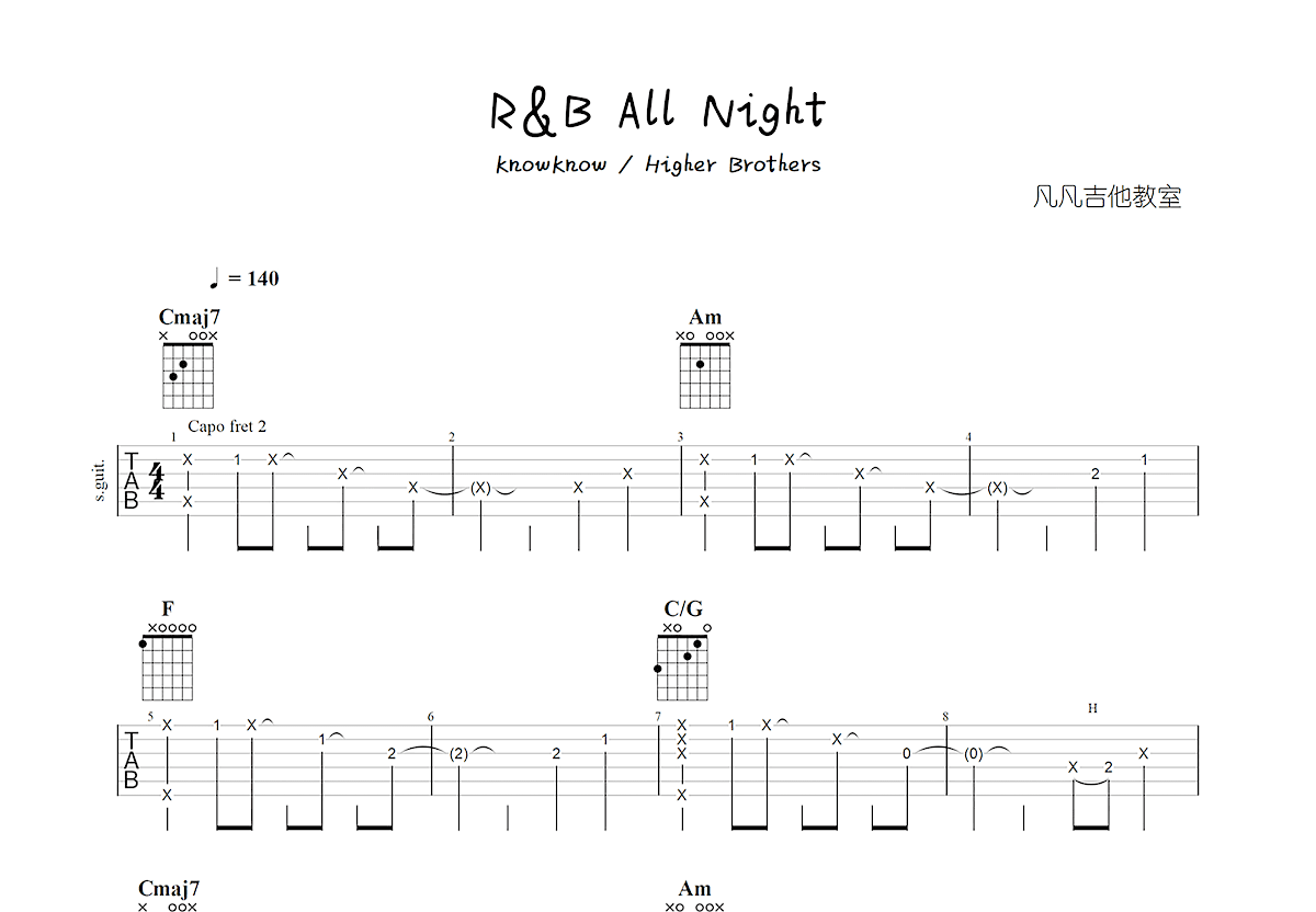 R&B All Night吉他谱预览图