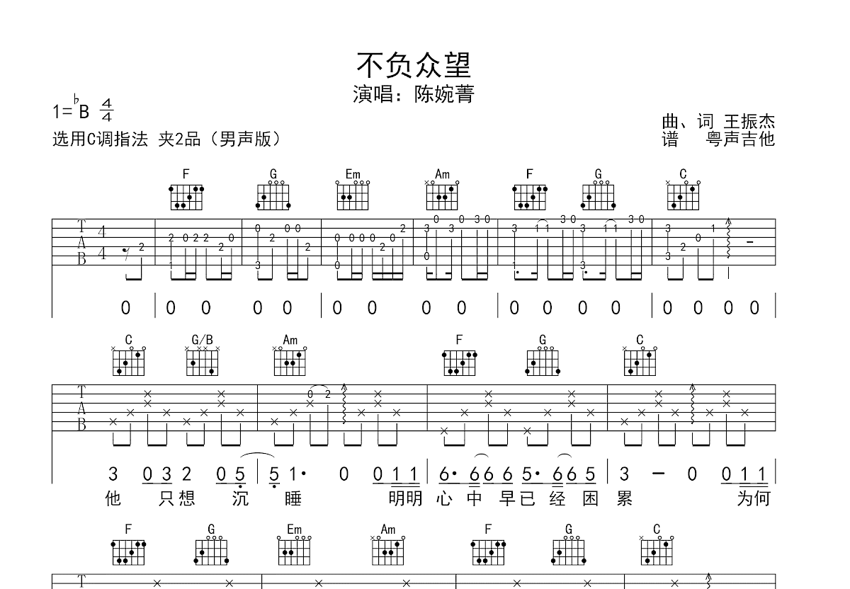 不负众望吉他谱预览图