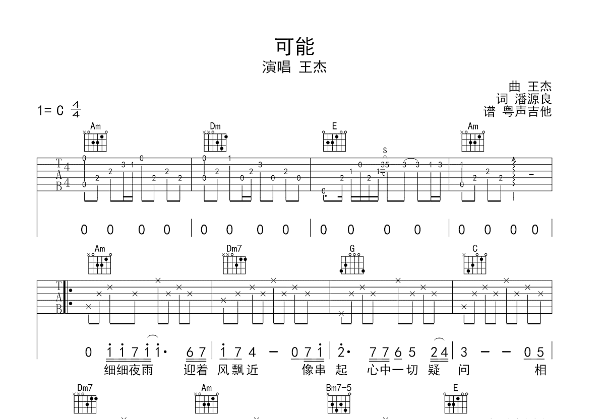 可能吉他谱预览图