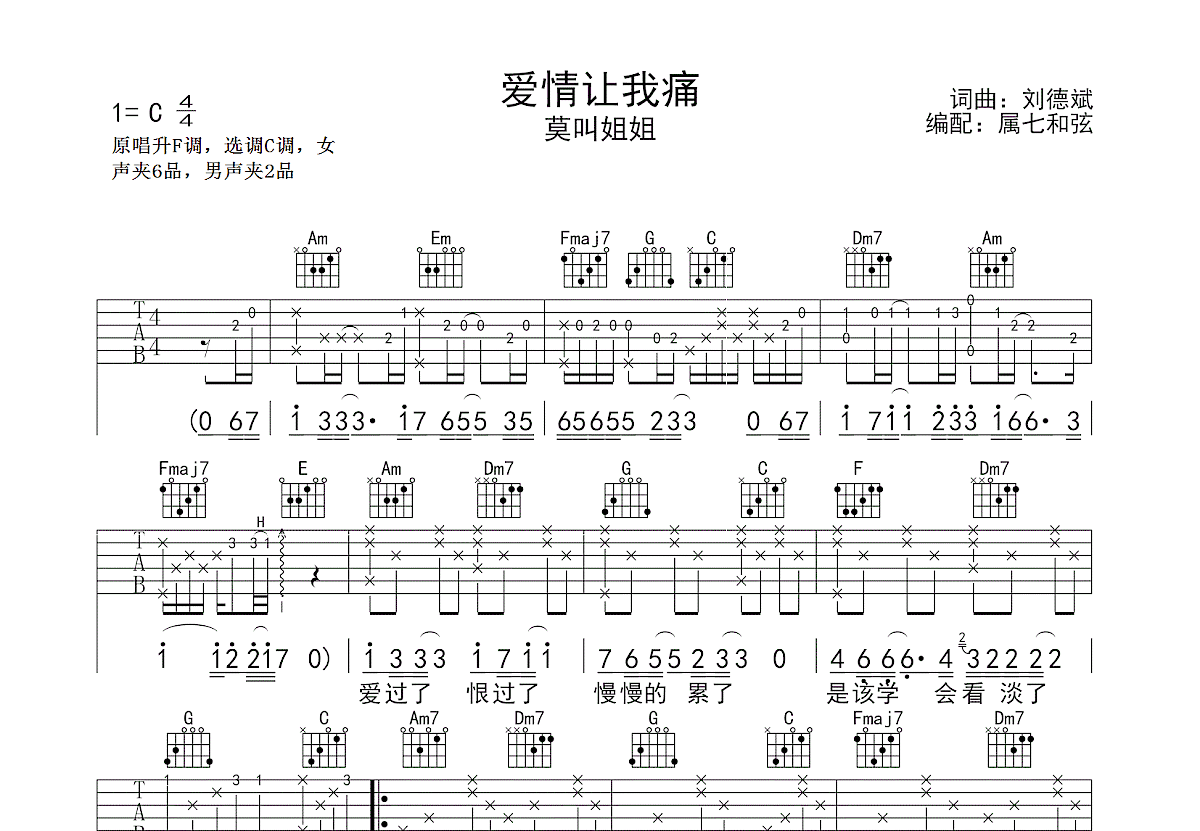 爱情让我痛吉他谱预览图