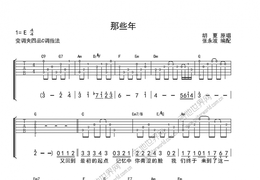 那些年吉他谱预览图