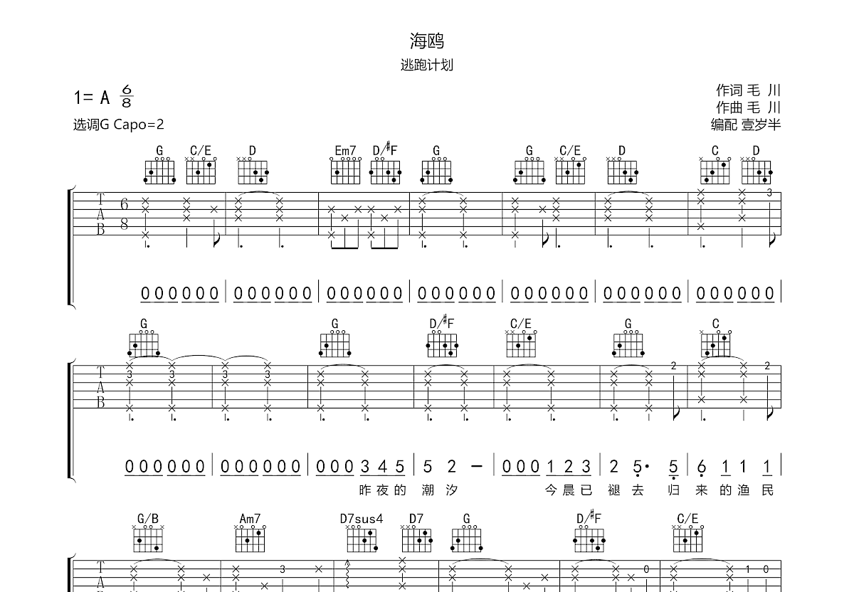 海鸥吉他谱预览图