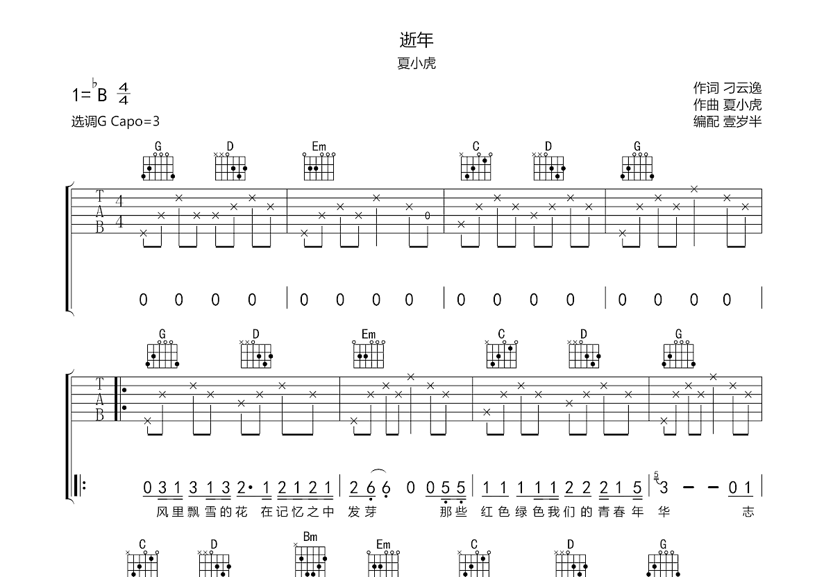 逝年吉他谱预览图