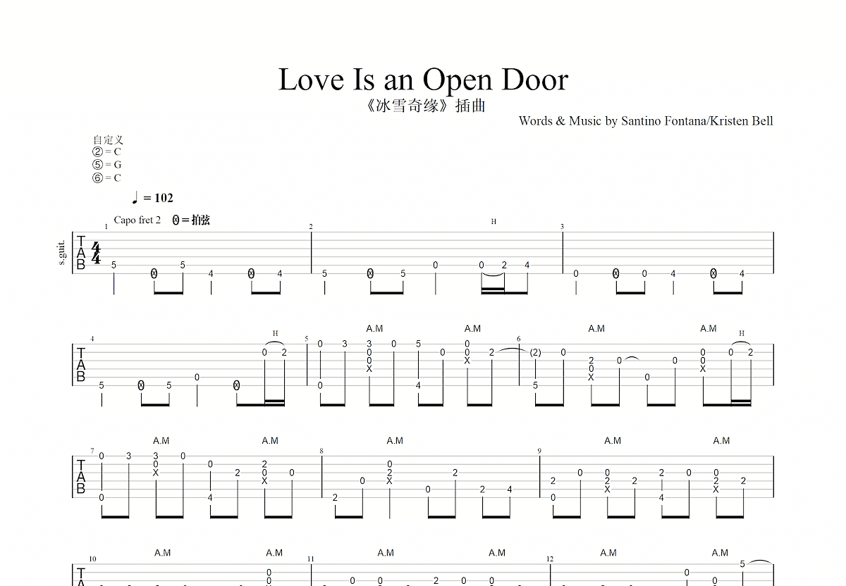 Love Is an Open Door吉他谱预览图