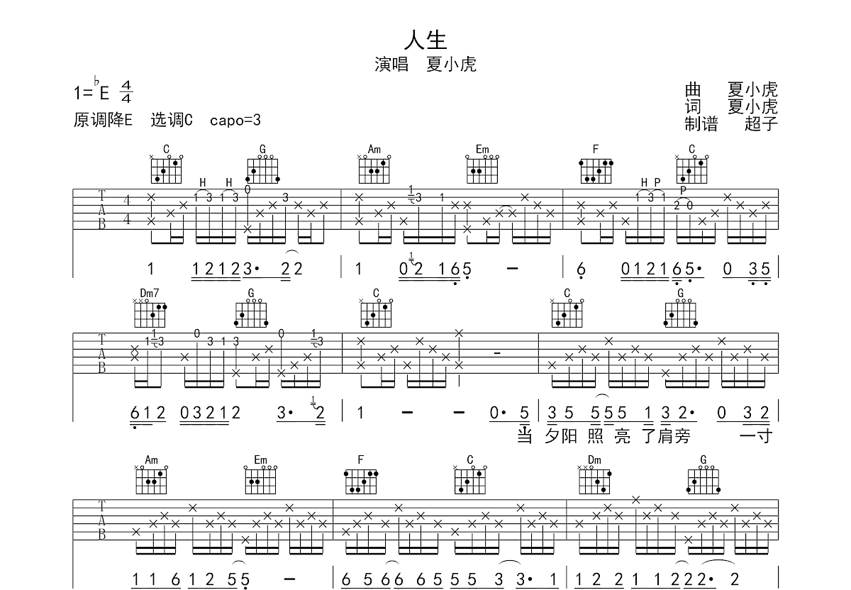 人生吉他谱预览图