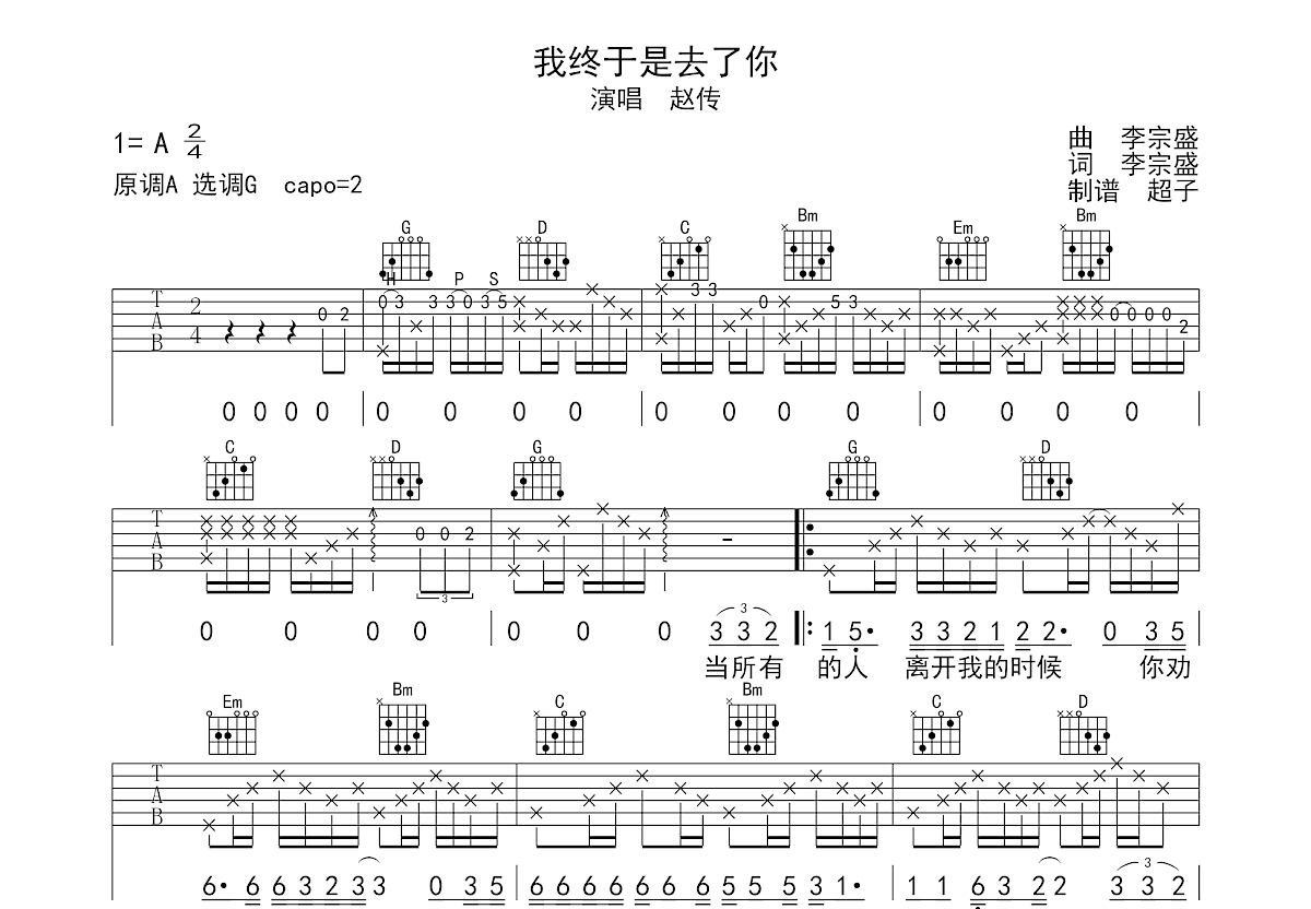 我终于失去了你吉他谱预览图