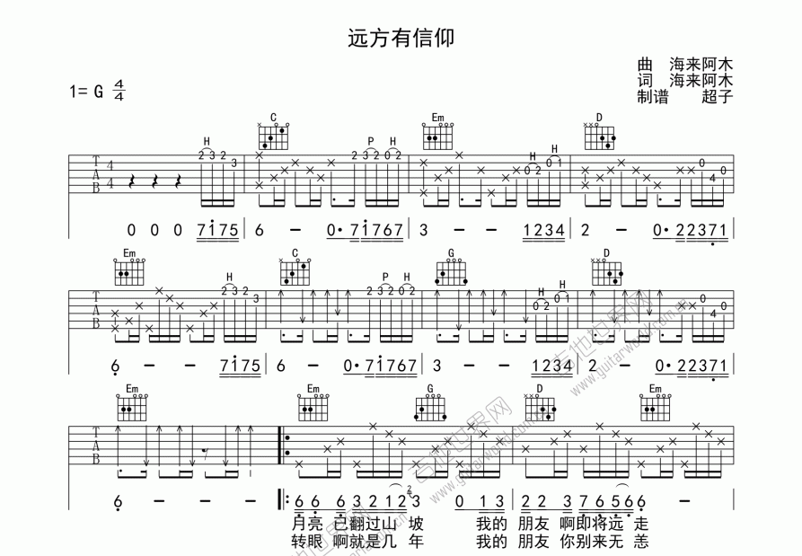 远方有信仰吉他谱预览图