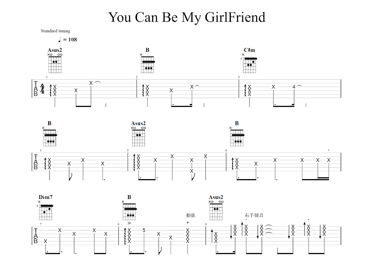 You Can Be My GirlFriend吉他谱预览图