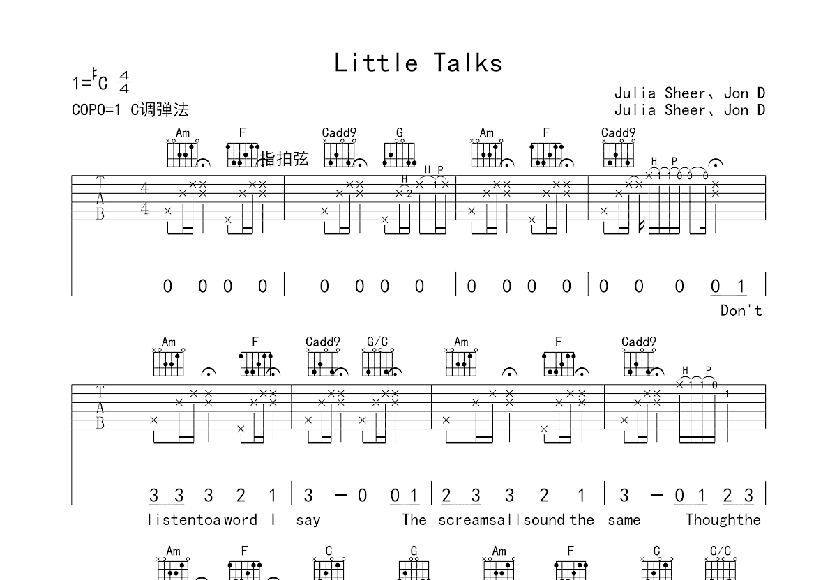 Little Talks吉他谱预览图