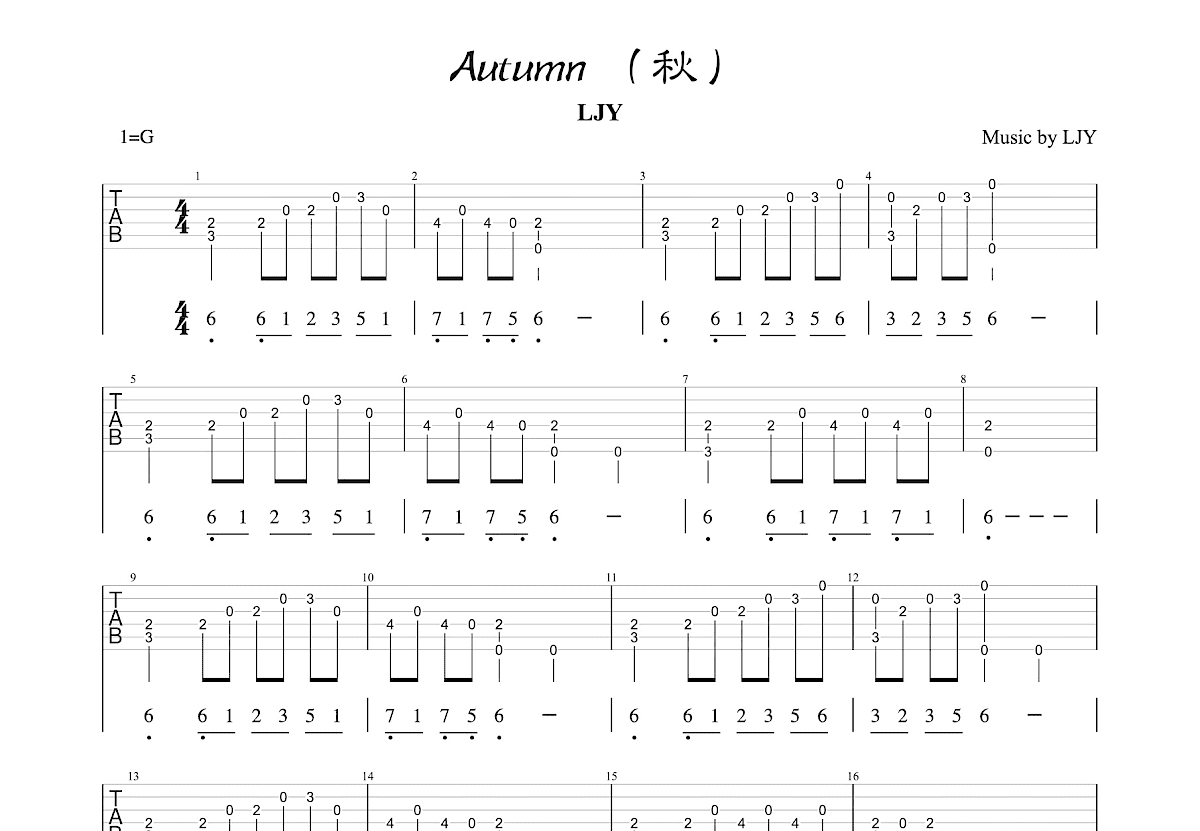 Autumn吉他谱预览图