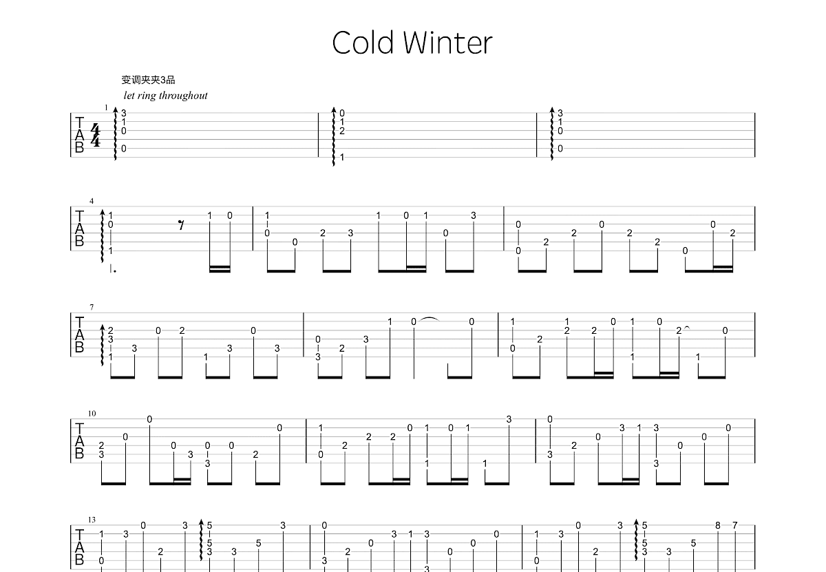 Cold Winter吉他谱预览图