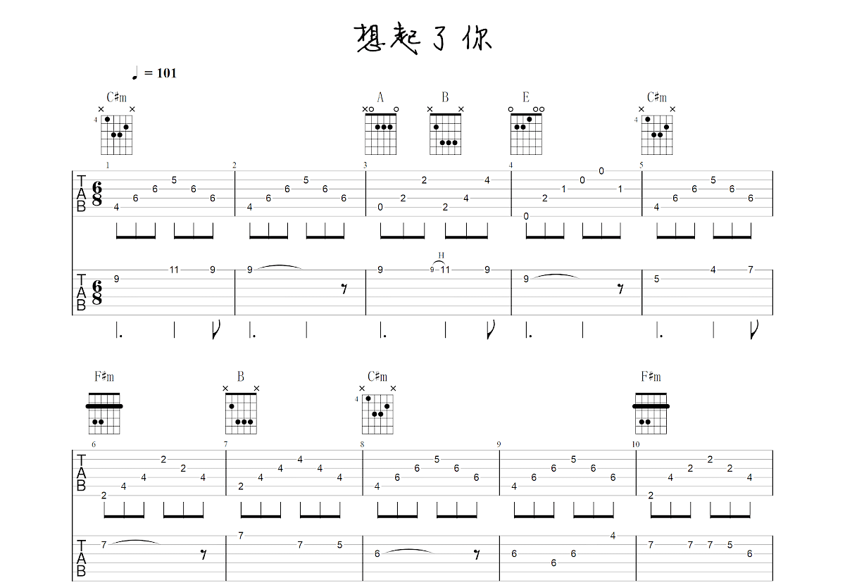 想起了你吉他谱预览图