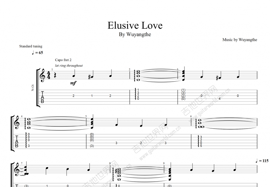 Elusive Love吉他谱预览图