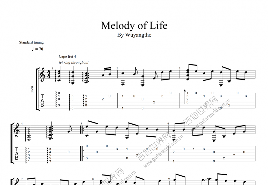 Melody of Life吉他谱预览图