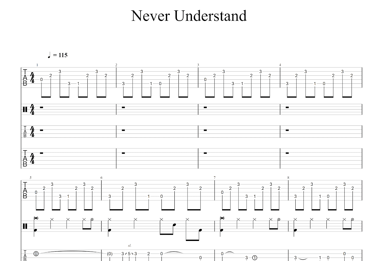 Never Understand吉他谱预览图