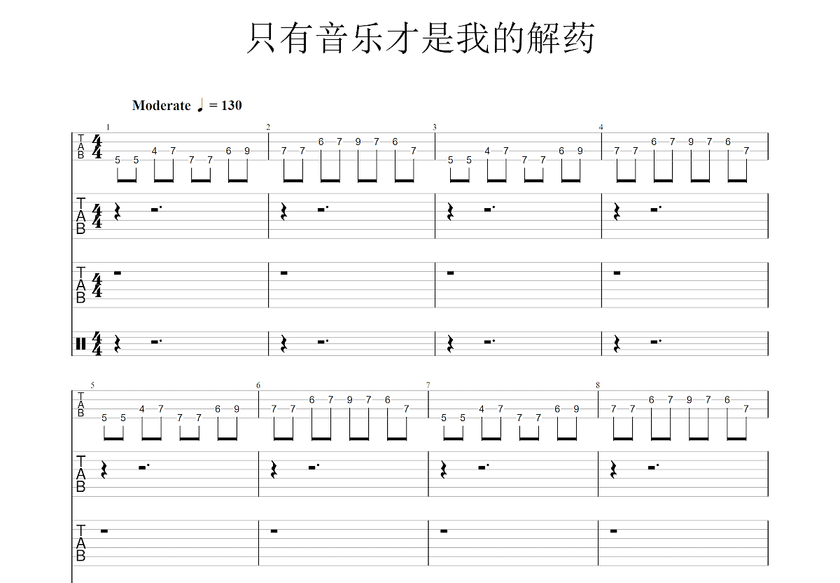 只有音乐才是我的解药吉他谱预览图