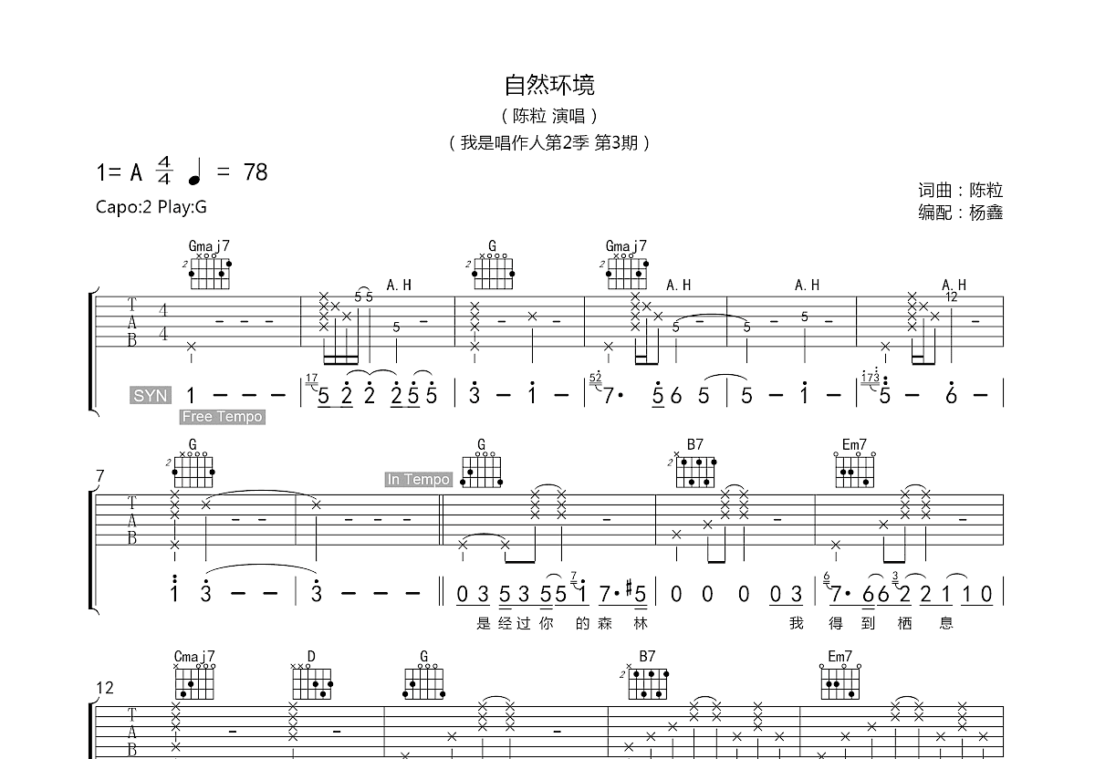 自然环境吉他谱预览图