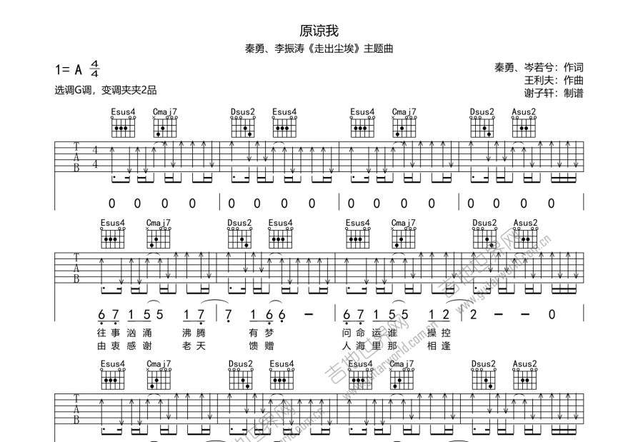 原谅我吉他谱预览图