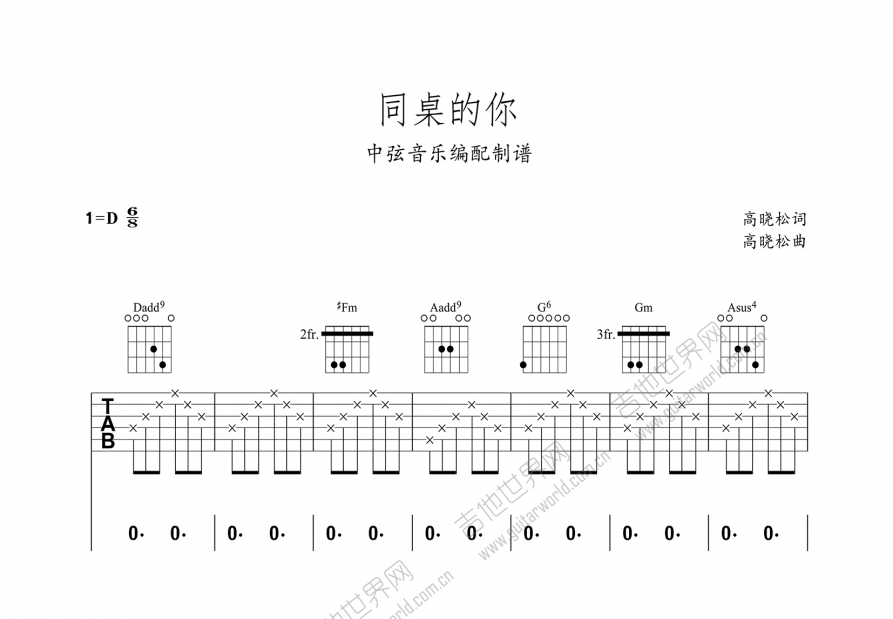 同桌的你吉他谱预览图