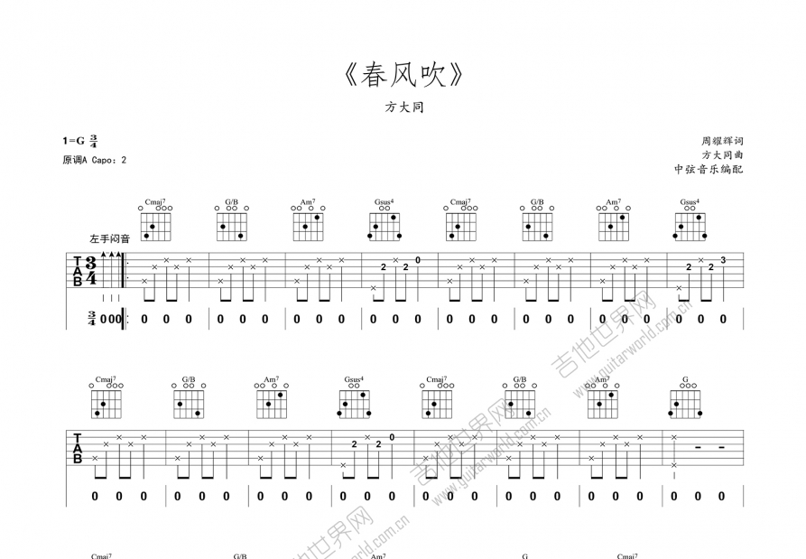 春风吹吉他谱预览图