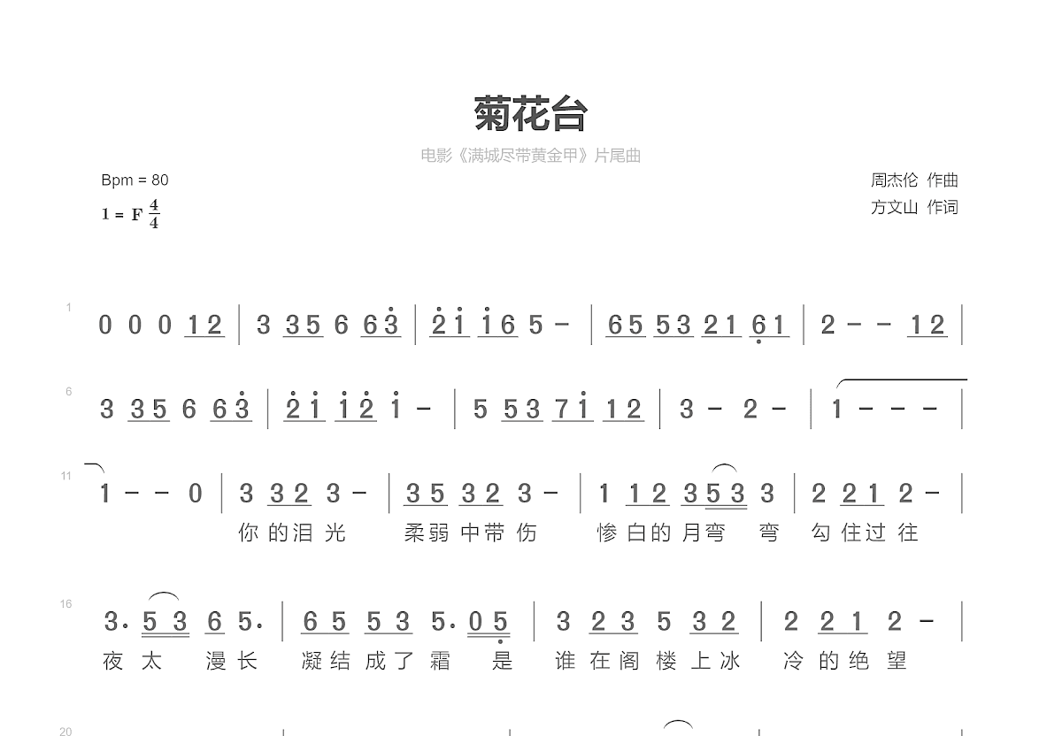 菊花台简谱预览图