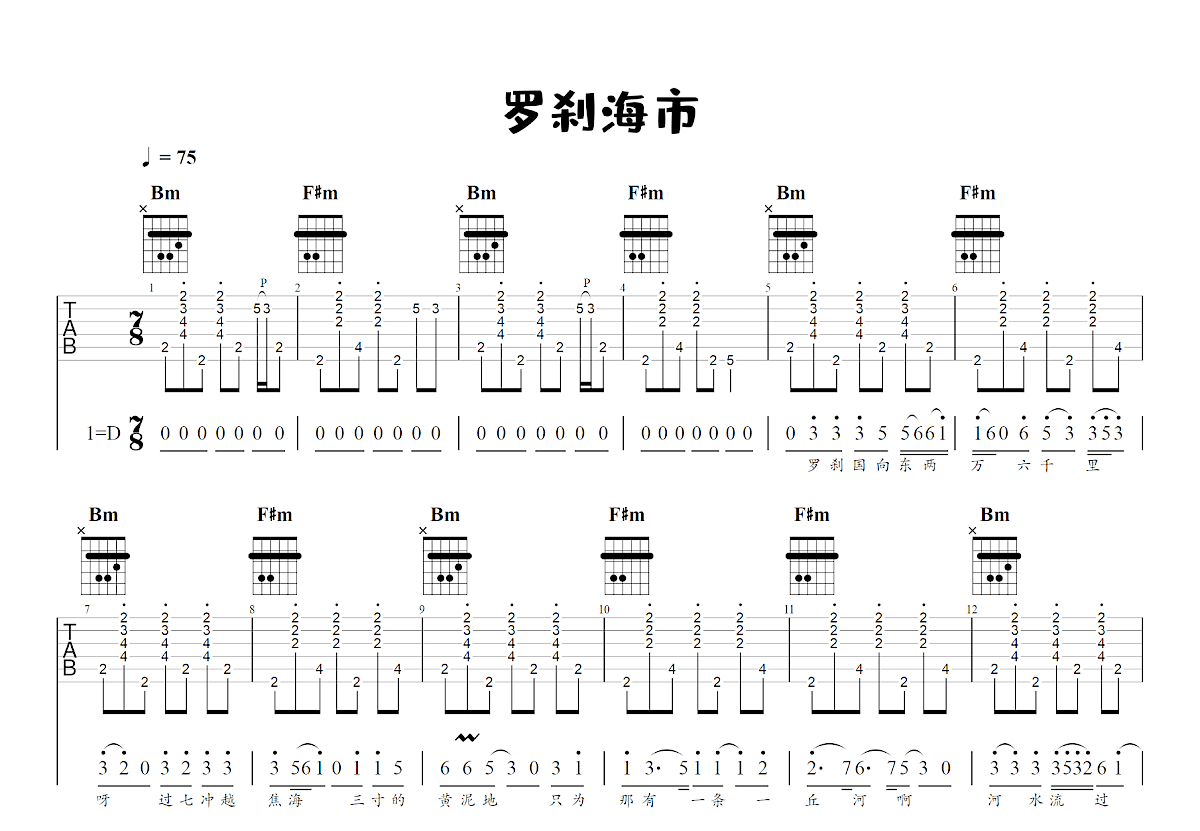 罗刹海市吉他谱预览图