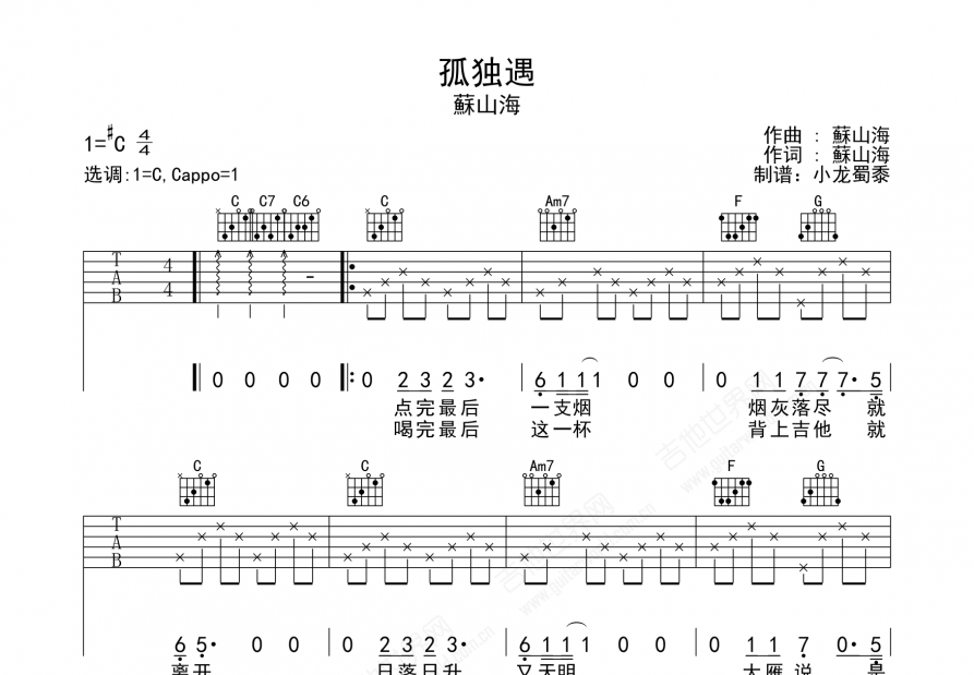 孤独遇吉他谱预览图