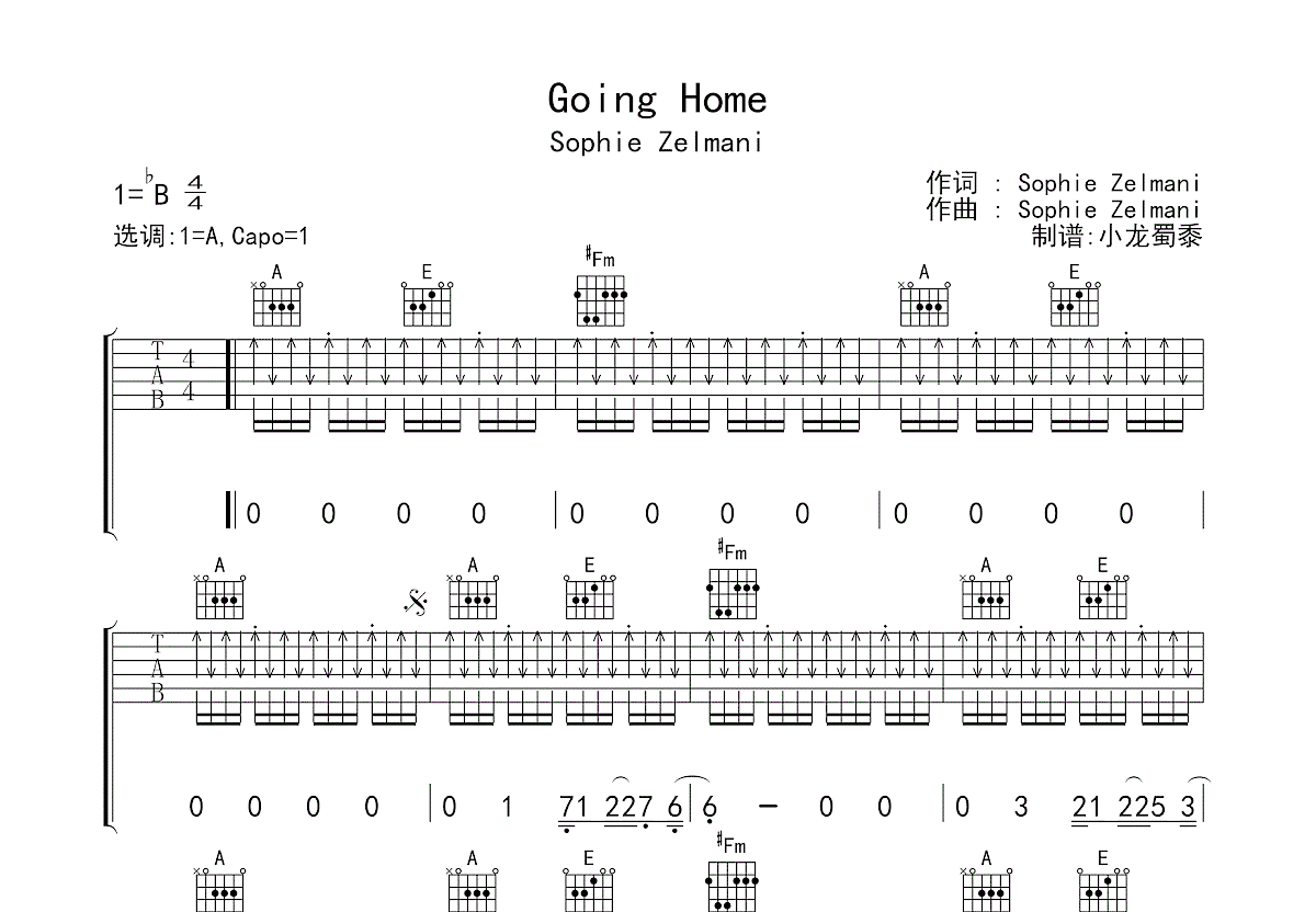 Going Home吉他谱预览图