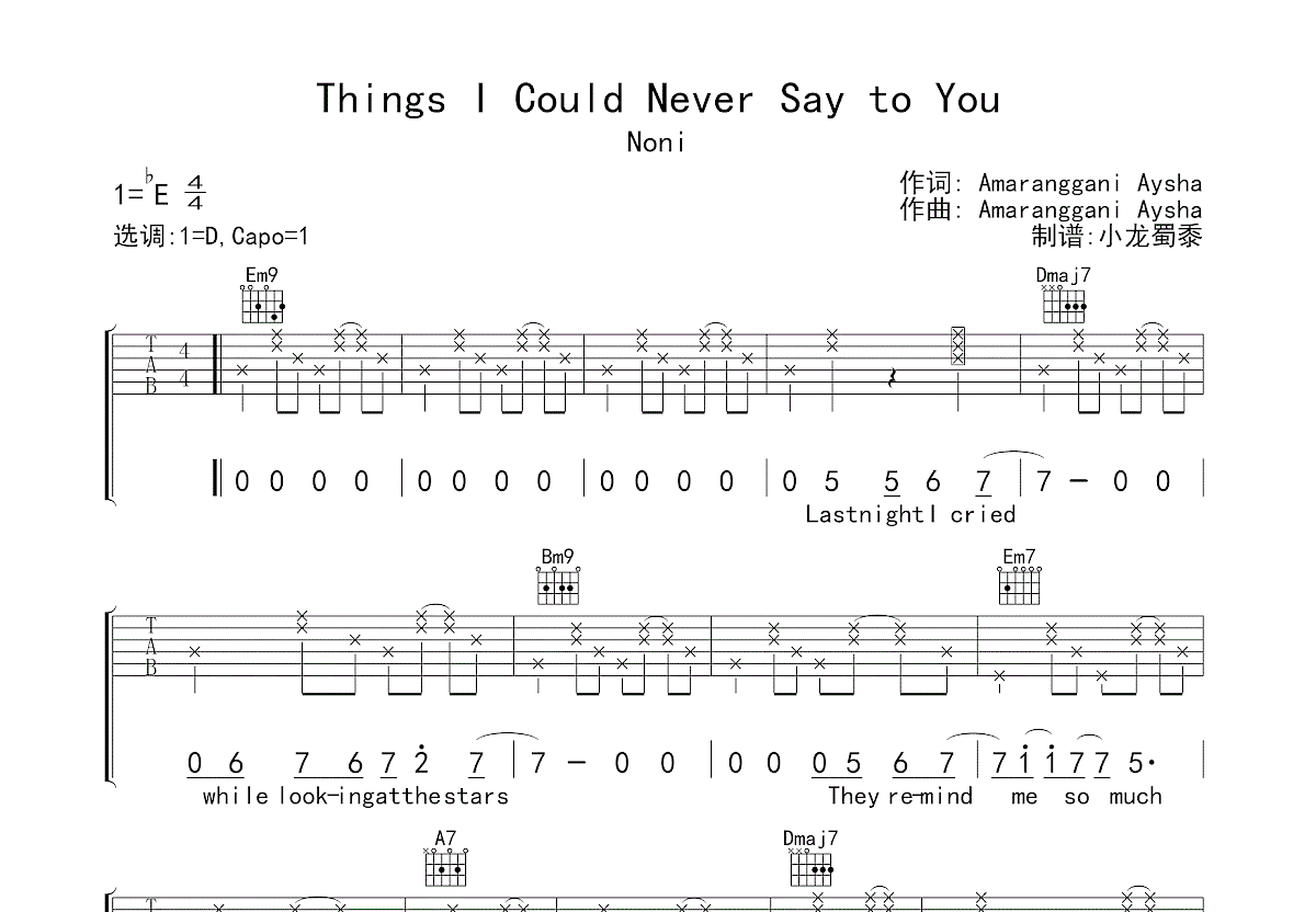 Things I Could Never Say to You吉他谱预览图