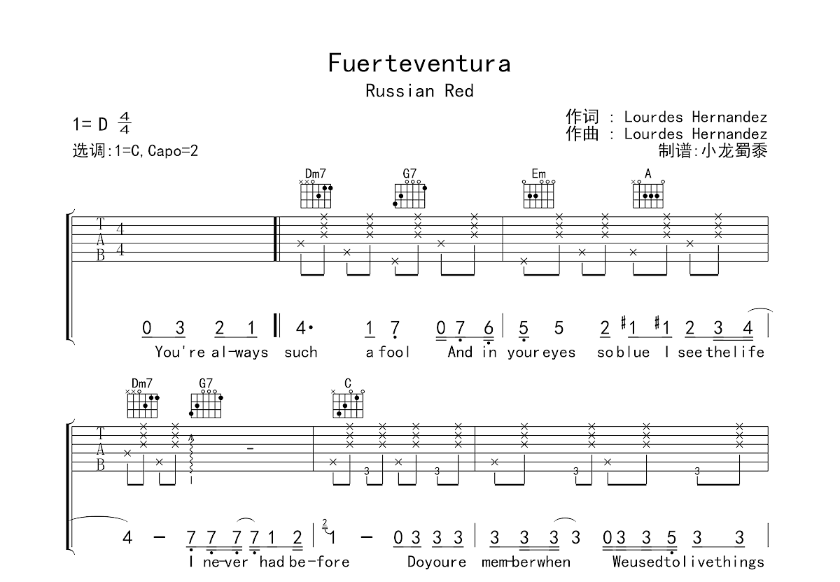 Fuerteventura吉他谱预览图