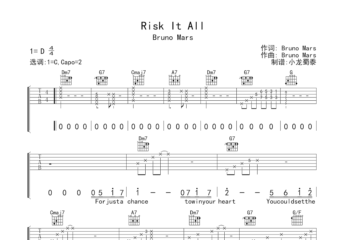 Risk It All吉他谱预览图