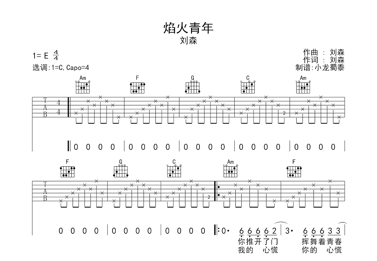 焰火青年吉他谱预览图