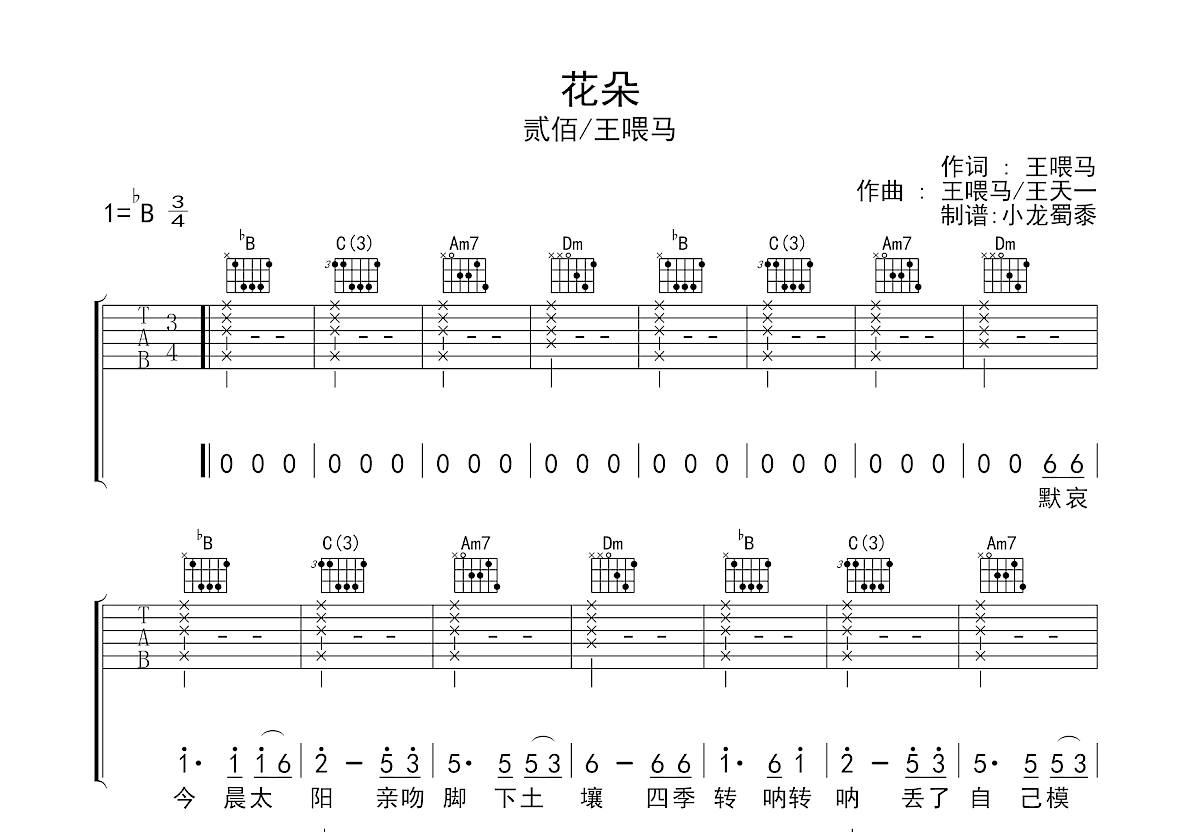 花朵吉他谱预览图