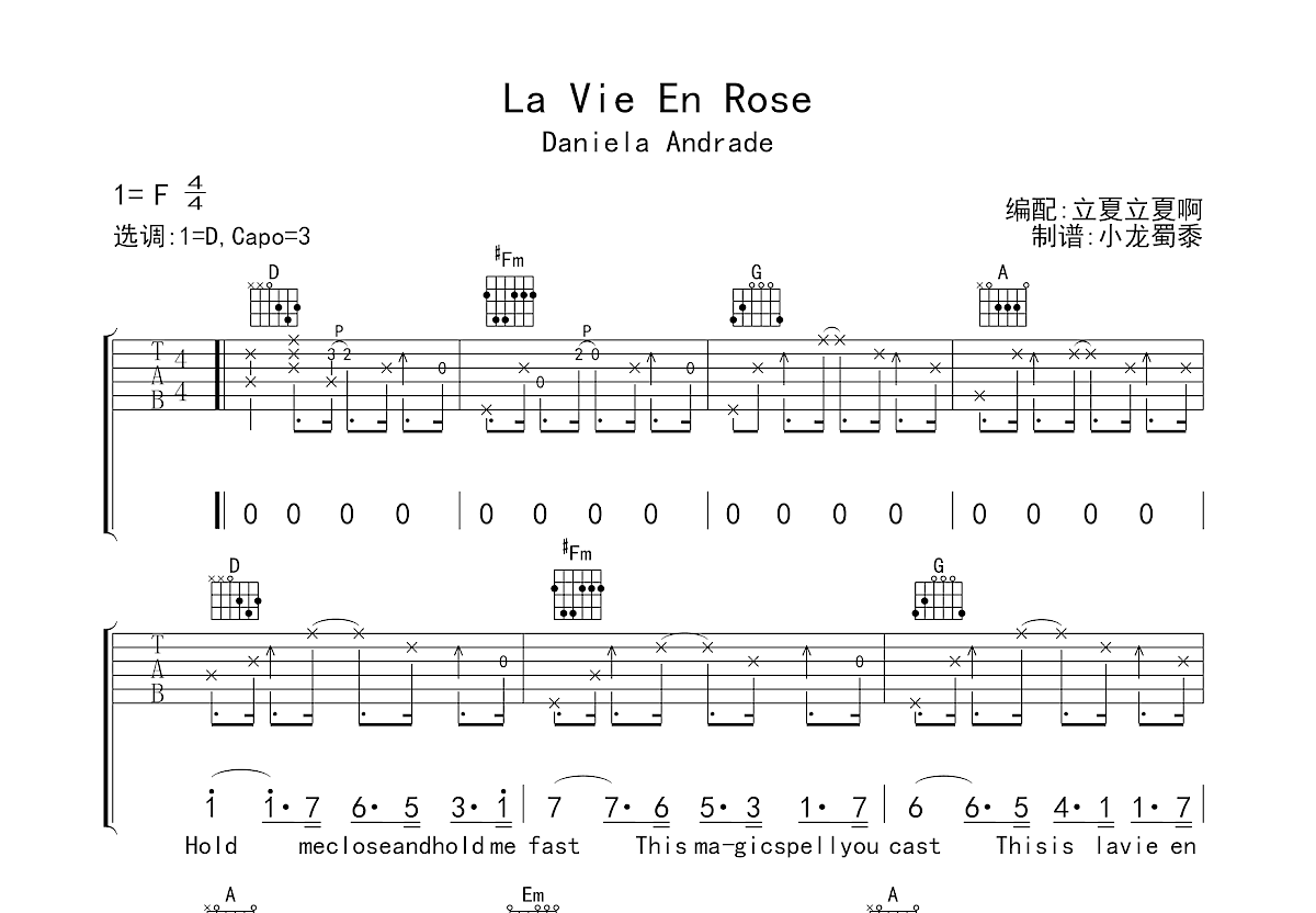 La Vie En Rose吉他谱预览图