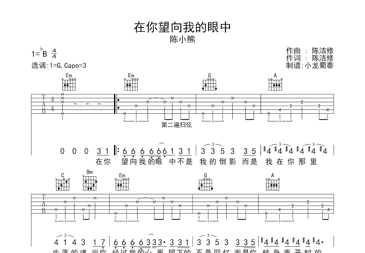 在你望向我的眼中吉他谱预览图