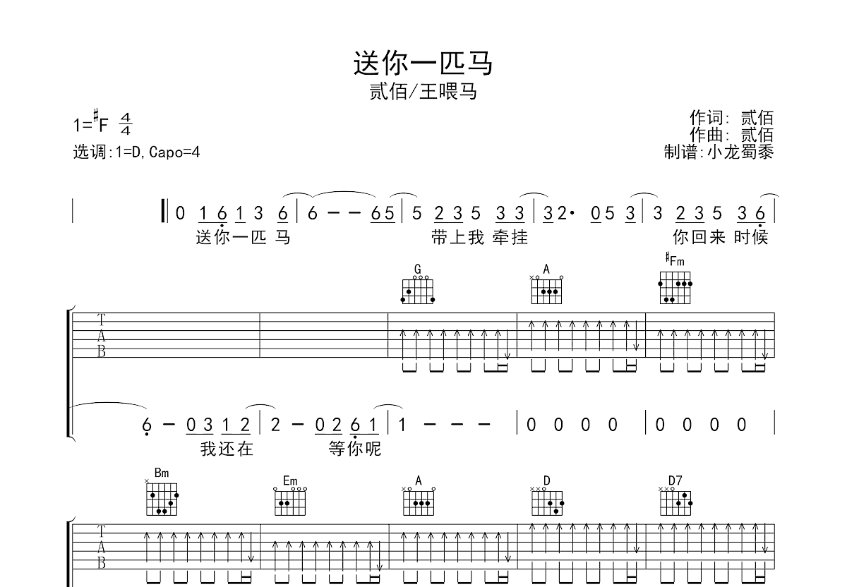 送你一匹马吉他谱预览图