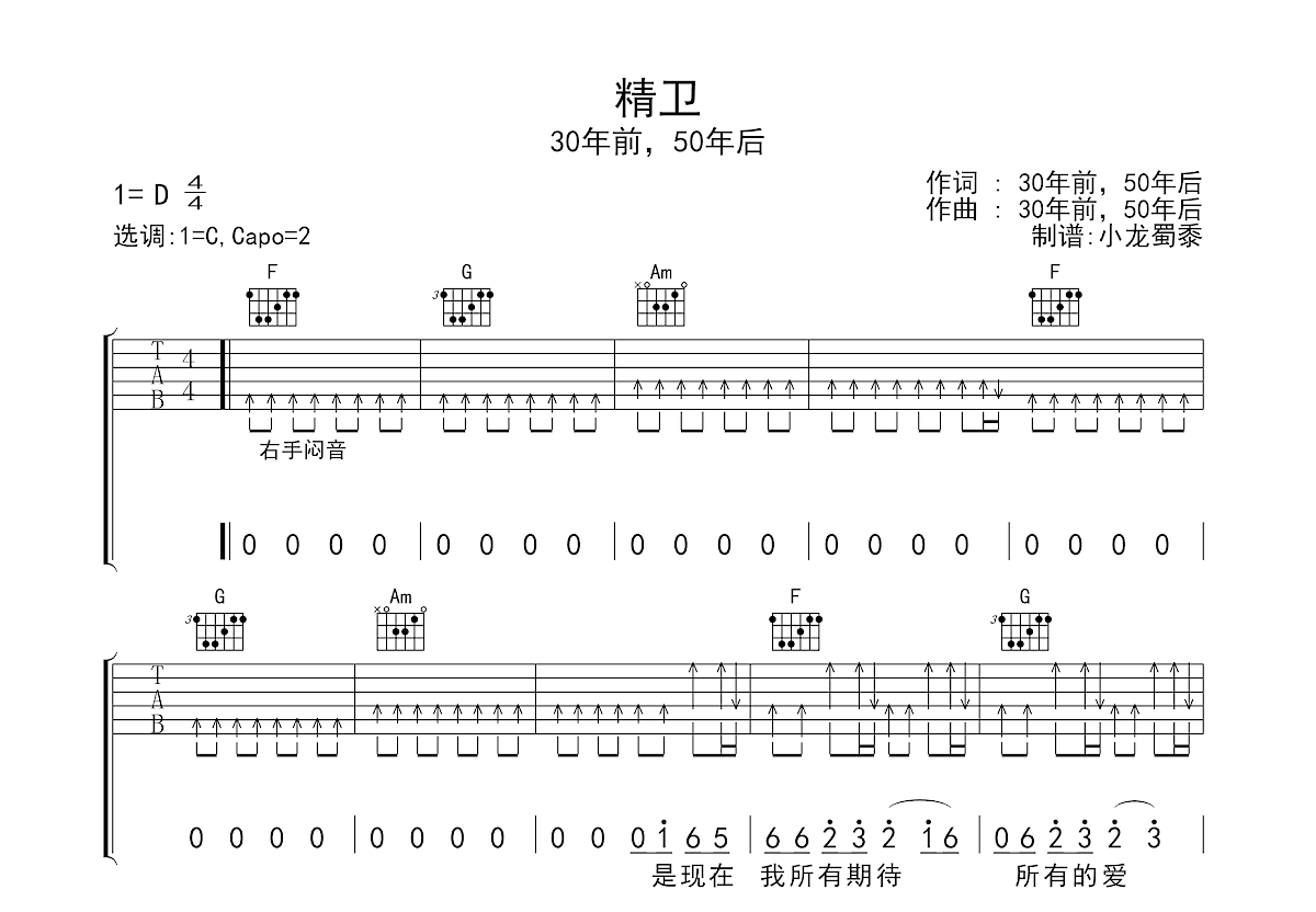 精卫吉他谱预览图