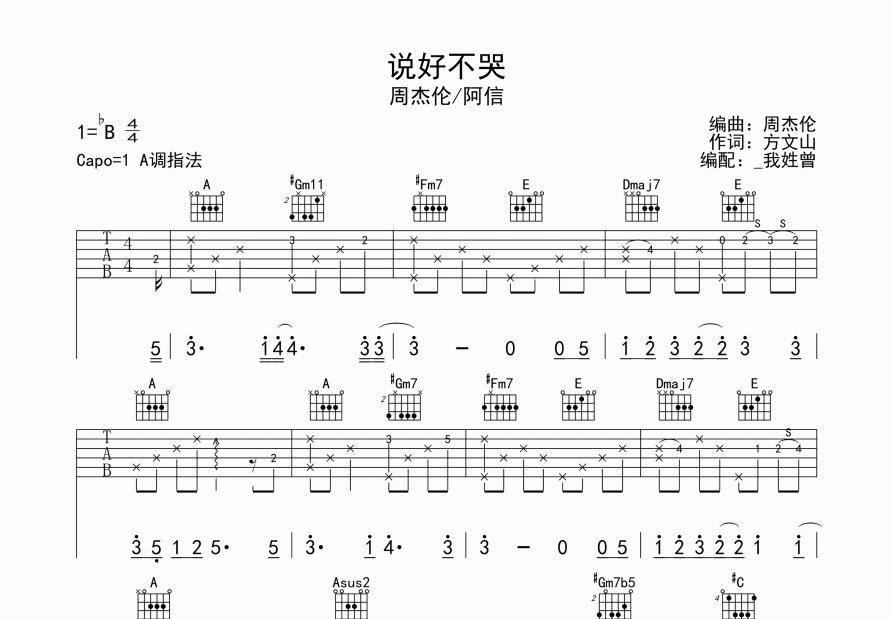 说好不哭吉他谱预览图