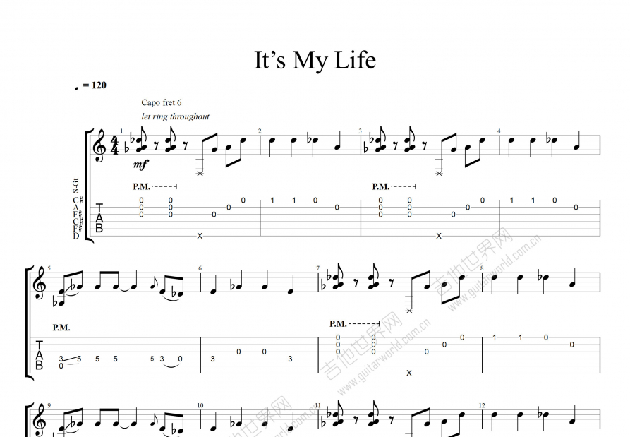 It’s My Life吉他谱_Jon Bon Jovi，Richie_降E指弹