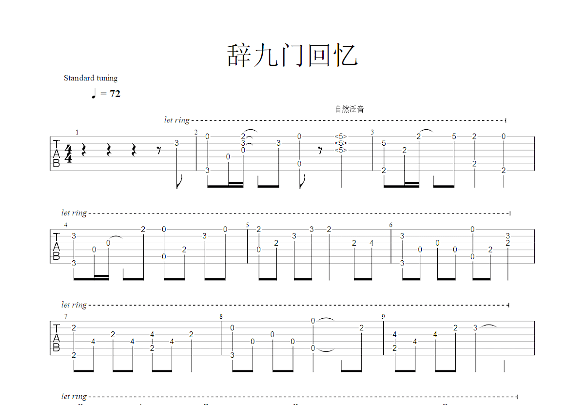 辞九门回忆吉他谱预览图