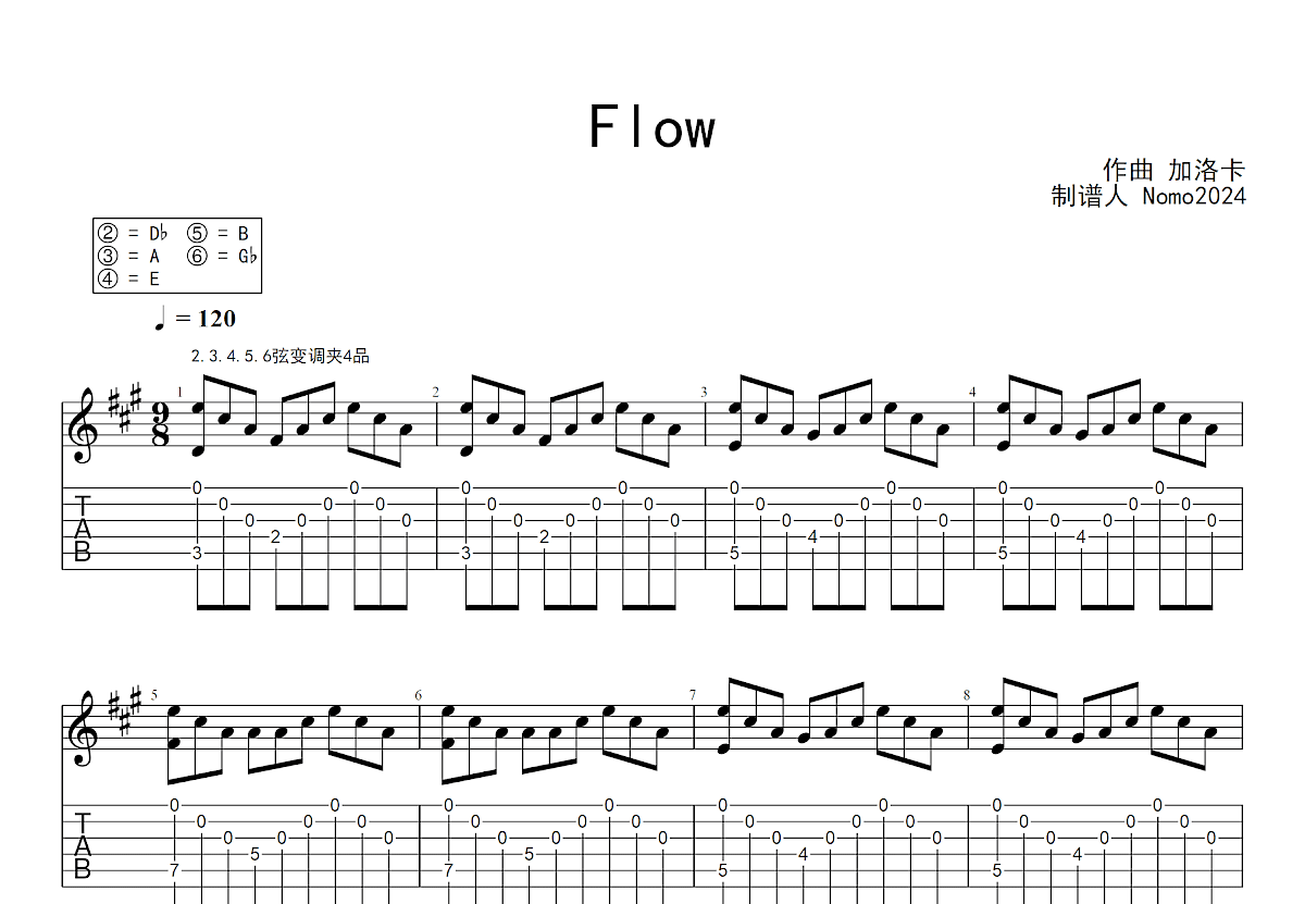 Flow吉他谱预览图